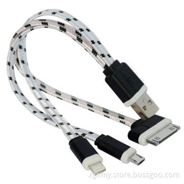 3-in-1 USB Cables for iPhone 4/5 and Android